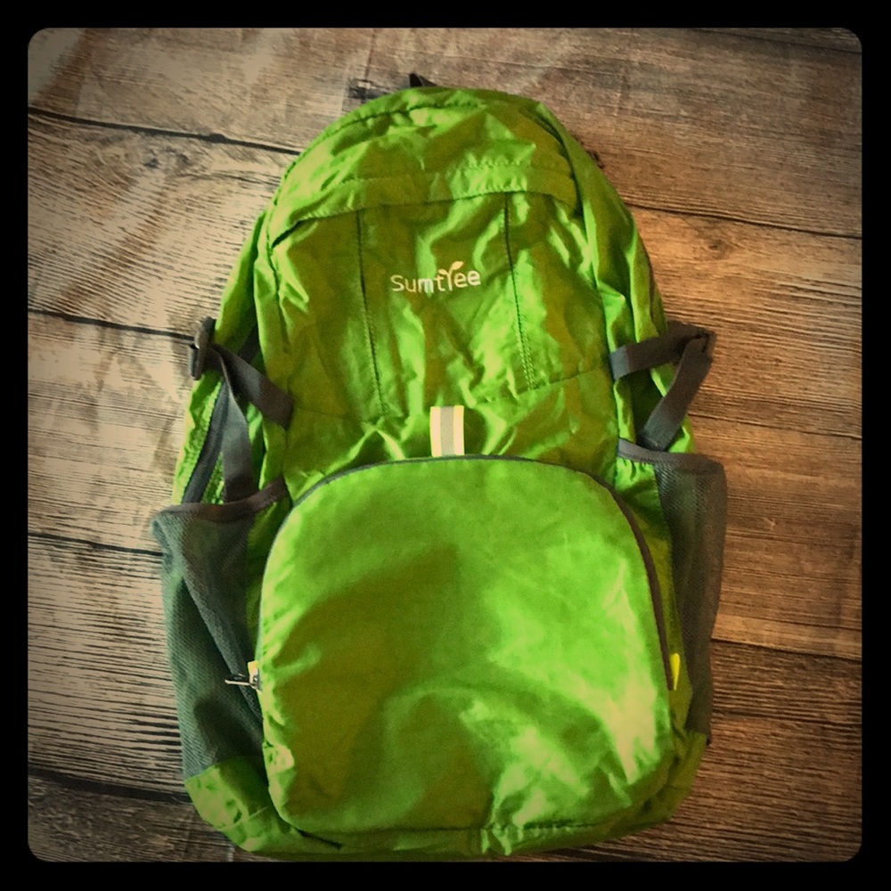 Lime green, light weight, packable backpack